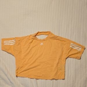 Adidas Cropped Short Sleeve Tee in Orange